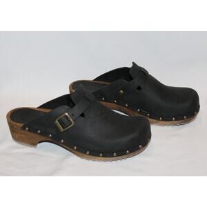 NEW WOMEN'S SANITA‎ KRISTEL LEATHER WOOD HEEL CLOG SZ EU 40 US 8.5-9